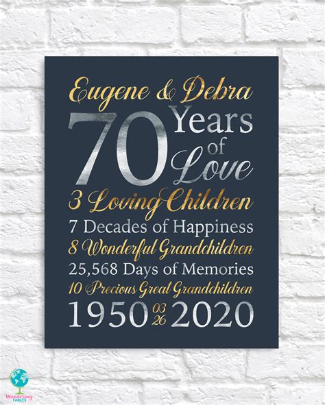 70th wedding anniversary gifts australia.